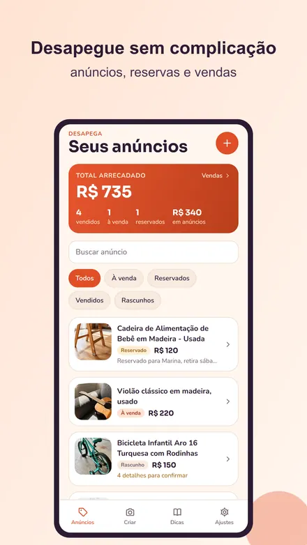 Tela do Desapega