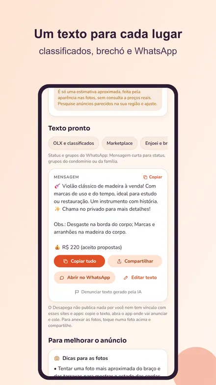 Tela 5 do Desapega