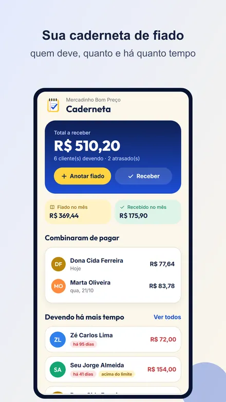 Tela do Fiado