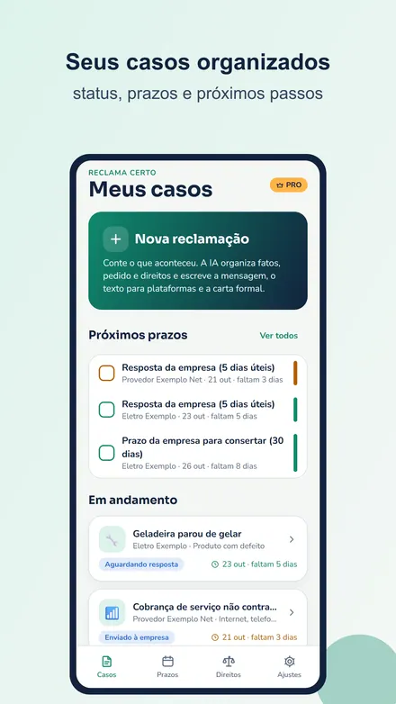 Tela do Reclama Certo