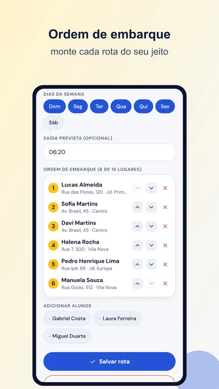 Tela 5 do Van Escolar